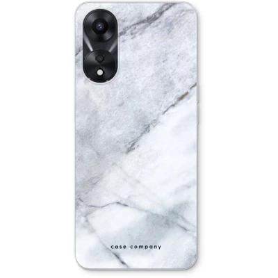 Afbeelding van Case Company® hoesje geschikt voor Oppo A78 5G Witte marmer Soft Cover Telefoonhoesje Bescherming aan alle Kanten en Schermrand