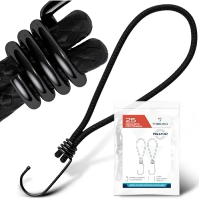 Afbeelding van TRIBURG 25 stuks spankabels met haken, 18 cm, krachtige rubberen haken voor buiten, huis of laadbeveiliging, zeilspanner