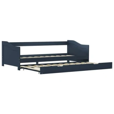 Afbeelding van vidaXL Bedbankframe uittrekbaar grenenhout grijs 90x200 cm