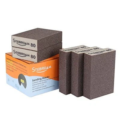 Afbeelding van 5 stuks schuursponzen, grof, medium, fijn, superfijn, korrel 80, voor hout, metaal, wandschuim, gipsplaat