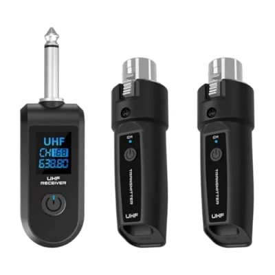 Afbeelding van Draadloze XLR microfoonconverter zender en ontvanger bekabelde microfoon naar draadloos systeem voor audiomixer, dynamische microfoon, elektrische gitaar, bas