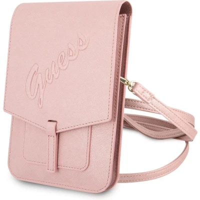 Afbeelding van Guess 7 inch Telefoontas Wallet Bag Roze Saffiano Leather
