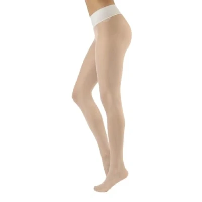 Afbeelding van CALZITALY Trasparente Naadloze panty met stippen, dames, S, M, L, XL, XXL, zwart, blauw, huidskleur, bruin, 15 den, gemaakt in Italië, Gebroken wit