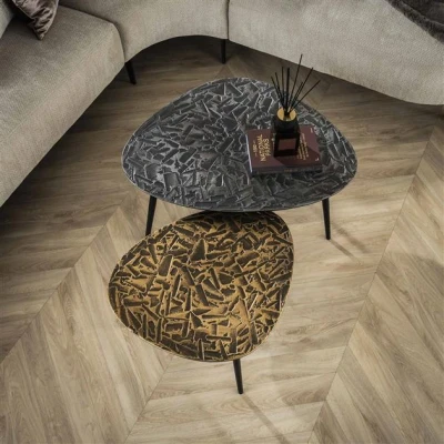 Afbeelding van Hoyz Collection Salontafel Driehoekig Patina Metal Set van 2