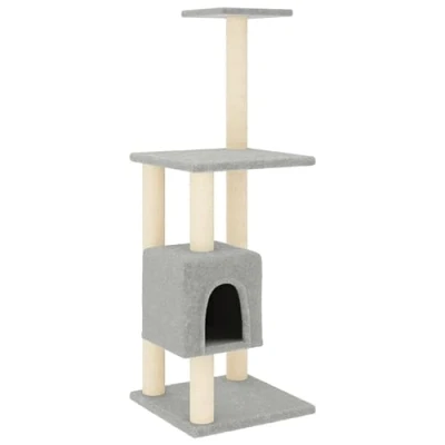 Afbeelding van vidaXL Kattenkrabpaal met sisal krabpalen 104 cm lichtgrijs