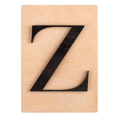 Afbeelding van Rayher Z houten letter FSC Mix Credit, tegels 10,5 x 14,8 cm, 3D in zwart, 3 mm dikke letters, op