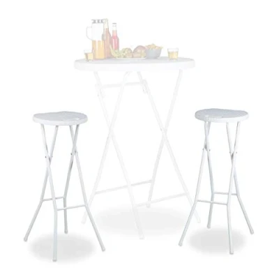 Afbeelding van Relaxdays barkurk inklapbaar barstoel 2 stuks weerbestendig kruk kunststof wit