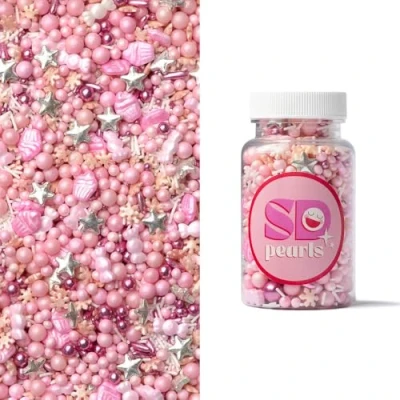 Image de SD Pearls Assortiment de sucres Princesse et Reine des Neiges Rose brillant avec étoiles flocons neige Décoration à disperser pour anniversaire, Noël, fêtes d&#039;hiver cupcakes (mélange