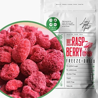 Afbeelding van Gevriesdroogde Framboos 100% Natural Freeze Dried Fruit Raspberry Gedroogd Frambozen Puur Fruitsnack ZingyZoo (90 g)