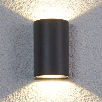 Afbeelding van Lucande LED buiten wandlamp Jale, 16 cm, antraciet, aluminium