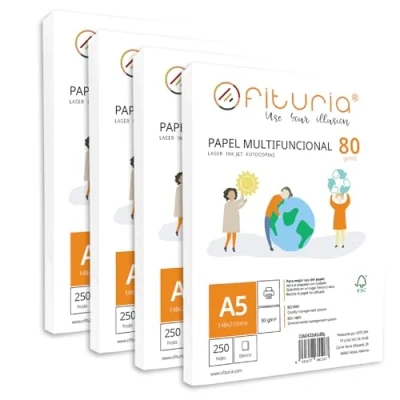 Afbeelding van 1000 vellen A5 papier, multifunctioneel, voor school en werkomgevingen, notities studiekaarten, ideaal om af te drukken Ofituria