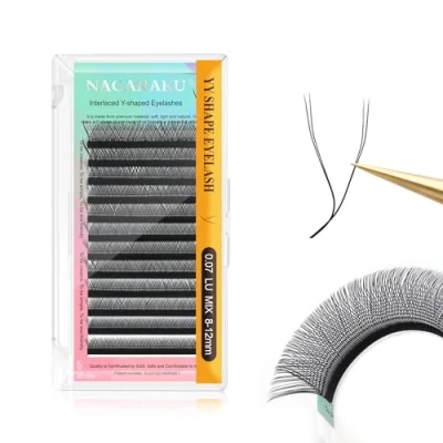 Afbeelding van NAGARAKU YY wimperextensions, 4D vorm, Y dubbele punten, voorgewassen, zacht, licht, natuurlijk, Russisch volume, kant en klare fans, klaar, Wispy cluster,