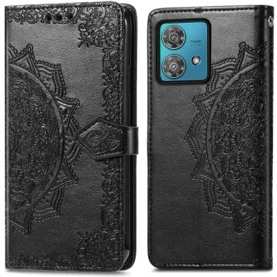 Afbeelding van iMoshion Hoesje Geschikt voor Motorola Moto G84 Met Pasjeshouder Mandala Bookcase Zwart