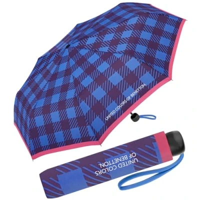 Afbeelding van Benetton Zakparaplu Super Mini Dots, Blauw met vierkanten