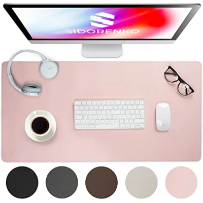 Image de Sidorenko sous main en cuir synthétique 80 x 40 cm Rose Tapis de bureau avec bords cousus Grand XXL