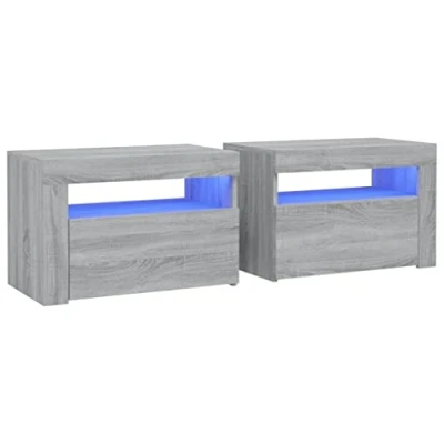 Image de vidaXL Tables de chevet 2 pcs avec LED sonoma gris 60x35x40 cm3144973