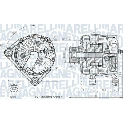 Afbeelding van MAGNETI MARELLI 063731406710 Dynamo / Alternator 12V 140A OPEL: Astra J Hatchback, SAAB: 9 5 Saloon