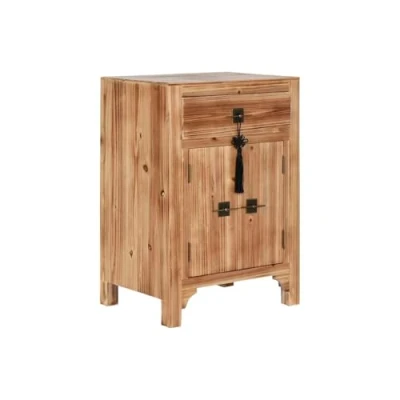Afbeelding van Nachtkastje Home ESPRIT Zwart Natuurlijk Sparrenhout Hout MDF 45 x 34 66 cm