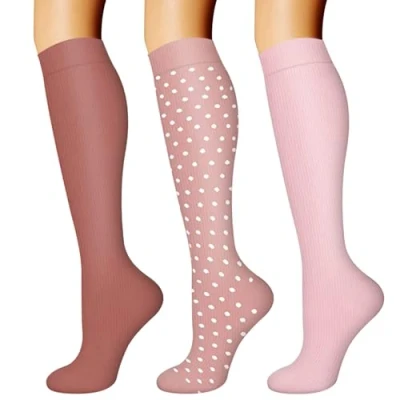 Afbeelding van DRESHOW compressiesokken voor mannen en vrouwen, sport, fietsen, vliegreizen, hardlopen, 3 verpakkingen: set van 26