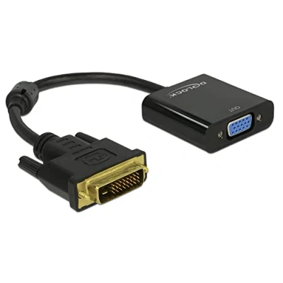 Afbeelding van Delock 65658 DVI / VGA Adapter [1x stekker 24+1 polig 1x bus] Zwart Met Ferrietkern 16.00 cm