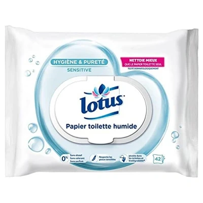 Afbeelding van Lotus Sensitive vochtig toiletpapier, 42 doekjes (12 verpakkingen = 504 doekjes)
