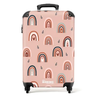 Afbeelding van NoBoringSuitcases.com® Handbagage koffer lichtgewicht Reiskoffer trolley Abstract regenboogpatroon met hartjes Rolkoffer wieltjes Past binnen 55x40x20 en 55x35x25