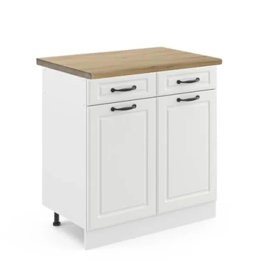 Afbeelding van Vicco Meuble bas de cuisine R Line blanc maison campagne 80 cm AP chêne