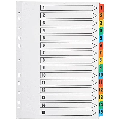 Afbeelding van Q Connect Index KF01520 register met cijfers, 1 15, meerkleurig, A4