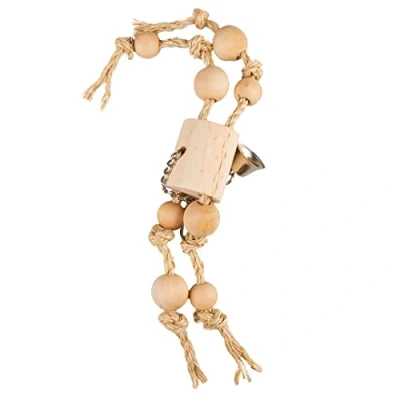 Afbeelding van Duvoplus Speelgoed Voor Dieren Vogel Speeltje Met Sisaltouw &amp; Houten Kralen 30x15x5,5cm Beige 1st