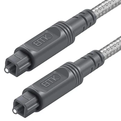 Afbeelding van EMK 2M Toslink digitale optische audiokabel met duurzame en flexibele gevlochten nylon coating, glasvezelkabel voor thuisbioscoop, soundbar, tv