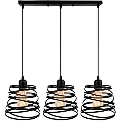 Afbeelding van IDEGU Hanglampen, creatief, industriële kroonluchter, plafondlamp, design, spiraal, waterval, E27, plafondverlichting, vintage, hanglamp voor slaapkamer, woonkamer, keuken (20 cm, zwart, stang)