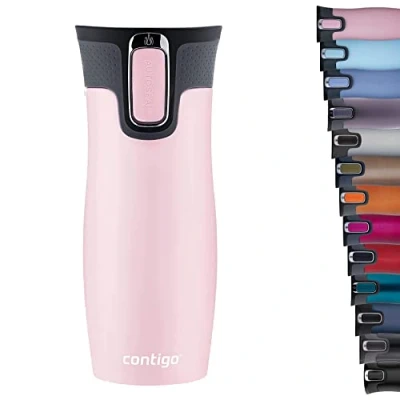 Afbeelding van Contigo West Loop Autoseal thermosbeker, roestvrijstalen isoleerbeker, koffiebeker to go, BPA vrij, lekvrije beker go met Easy Clean deksel, houdt tot 5 uur warm, 470 ml Raspberry