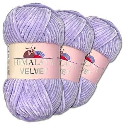 Afbeelding van Wohnkult Himalaya 3 x 100 g Velvet Dolphin wol, 40 kleuren naar keuze, chenille breigaren, wolwol, glans, accessoire voor kleding en dekens (90005, sering)