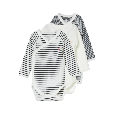 Afbeelding van Petit Bateau JongensMeisjes Romper met print in 3 pack de kleur Donkerblauw, maat: 50