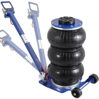 Afbeelding van VEVOR pneumatische krik 3 T bereik 140 450 mm hefkrik 0,8 1,0 MPa met luchtkussens, verstelbare handgreep, blauw, snel optillen voor reparatie, onderhoud, auto, SUV, werkplaats, garage
