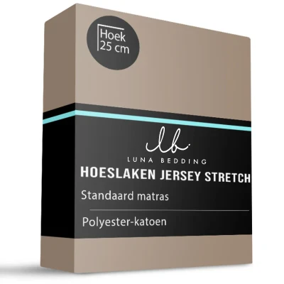 Afbeelding van Hoeslaken Katoen , Jersey 80/90x200 cm Taupe Luna Bedding Geschikt Voor Matrassen Tot 25 Hoog Ga naar Dekbed Discounter.nl &amp; Profiteer
