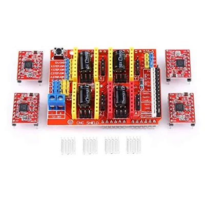 Afbeelding van Akozon CNC Shield uitbreidingskaart + 4 stuks A4988 Driver Module Stappenmotor met Radiator voor 3D printer Graveur Arduino Kits