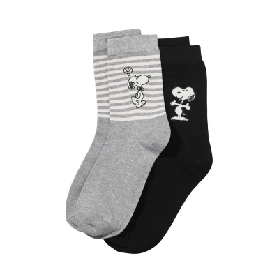Afbeelding van ONOMATO! Peanuts Snoopy damessokken, verpakking van 2 paar, Meerkleurig