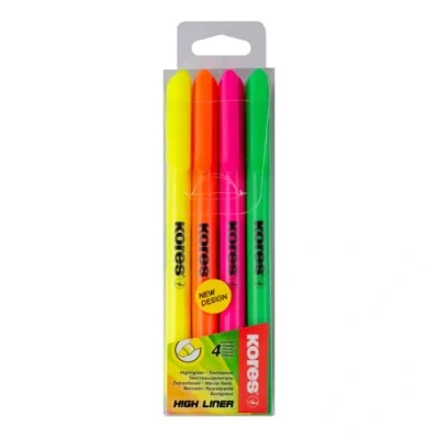 Image de Etui De 4 Surligneurs High Liner Pointe Biseautée Kores