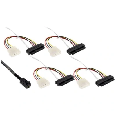 Image de Câble InLine® Mini SAS HD SFF 8643 à 4x 8482 + alimentation 1 m