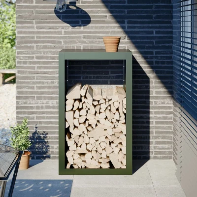 Afbeelding van vidaXL Haardhoutrek 60x40x100 cm staal groen
