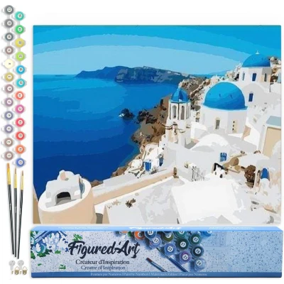 Afbeelding van Figured&#039;Art Schilderen op Nummer Volwassenen canvas Griekenland Zeezicht Handwerk acrylverf Kit DIY Compleet 40x50cm zonder frame