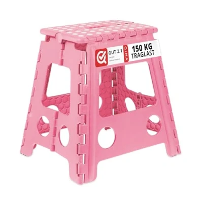 Afbeelding van Relaxdays Klapkruk voor camping, badkamer, tot 150 kg, kunststof, 39 x 32 cm (h b d), roze