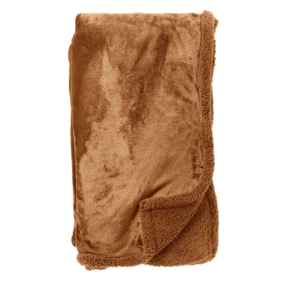 Afbeelding van Dutch Decor STANLEY Plaid 150x200 cm fleece deken met teddy en Tobacco Brown bruin