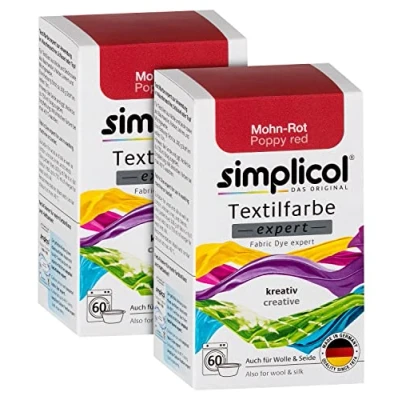 Afbeelding van simplicol Textielverf expert 1703 2 stuks Klaprozen rood voor creatieve en eenvoudige kleuren met de wasmachine of hand