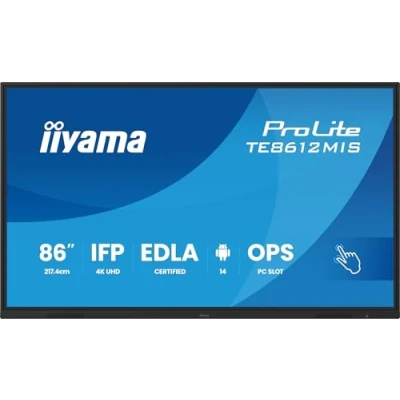 Afbeelding van Iiyama 86iWIDE IFP 40 Points Bonded PureTouch IR Screen 3840 x 2160 4K UHD IPS panel LED Bl. Full Metal Housing Fan less Speakers Multiple In /Outputs
