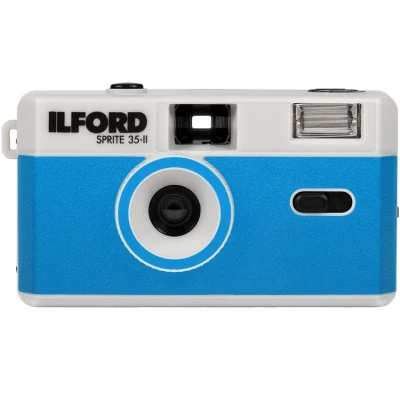 Afbeelding van Ilford Sprite 35 II analoge camera blauw en zilver