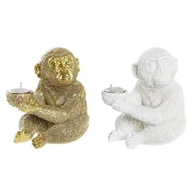 Afbeelding van Decoratieve figuren DKD Home Decor Gouden Wit Hars (14 x 10,5 14 cm) (2 Stuks)