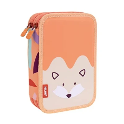 Afbeelding van MILAN® Etui met 2 etages speciale inhoud Fun Animals oranje