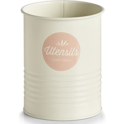Afbeelding van Zeller Kookgereihouder Metaal Wit/Roze Utensils Sweet Home Blik / Voorraadpot